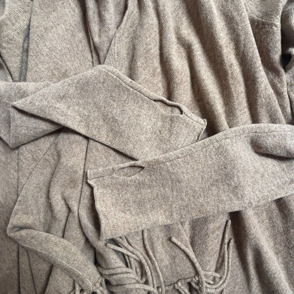 Jamison Wool Cashmere Hooded Fringe Cardigan Duster Open Front Women XS - Picture 4 of 7